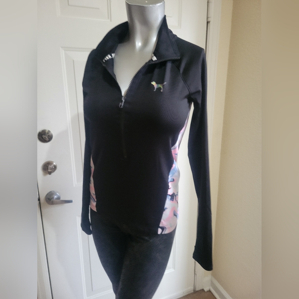 Pink ultimate sweatshirt Pullover 1/4 zip black XS